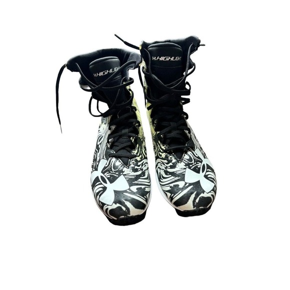 NWOB Mens Under Armour Highlight 1289772-011 Football Cleats Black White Size 12 main image 6